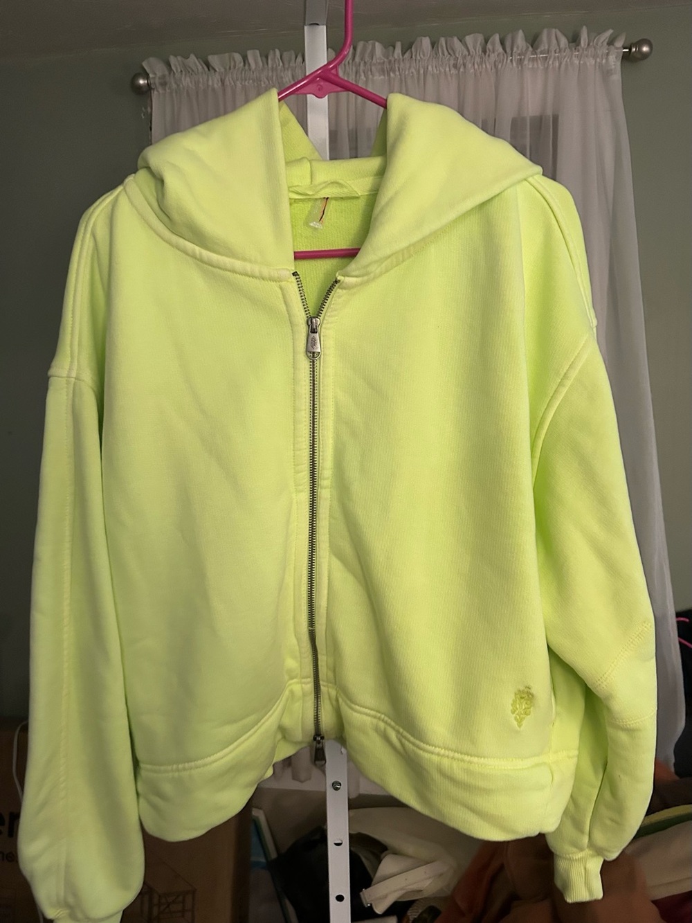 Free People A Cut Above Zip Up Hoodie in Sour Citrus